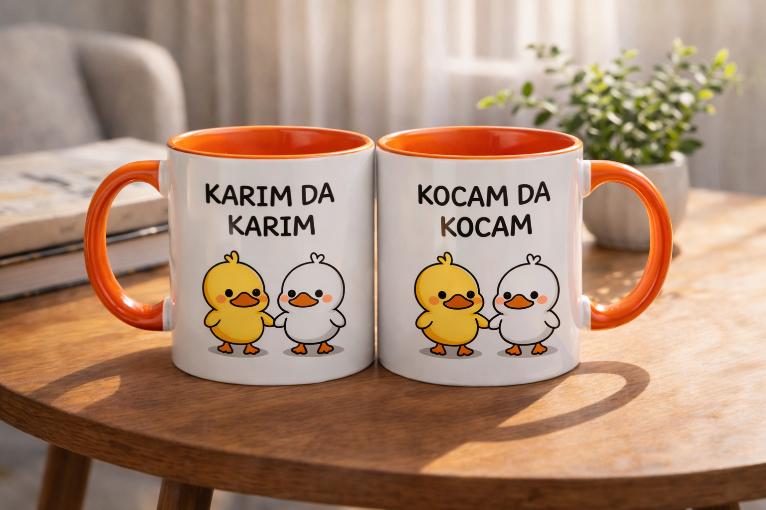 Karım da Karım & Kocam da Kocam Sevimli Ördek Tasarımlı Fincan Seti